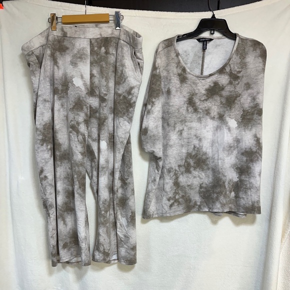 Ellen Tracy 2-Piece Women's Sweater & Sweatpants/Joggers 3X Tie Dyed Beige - Picture 2 of 12